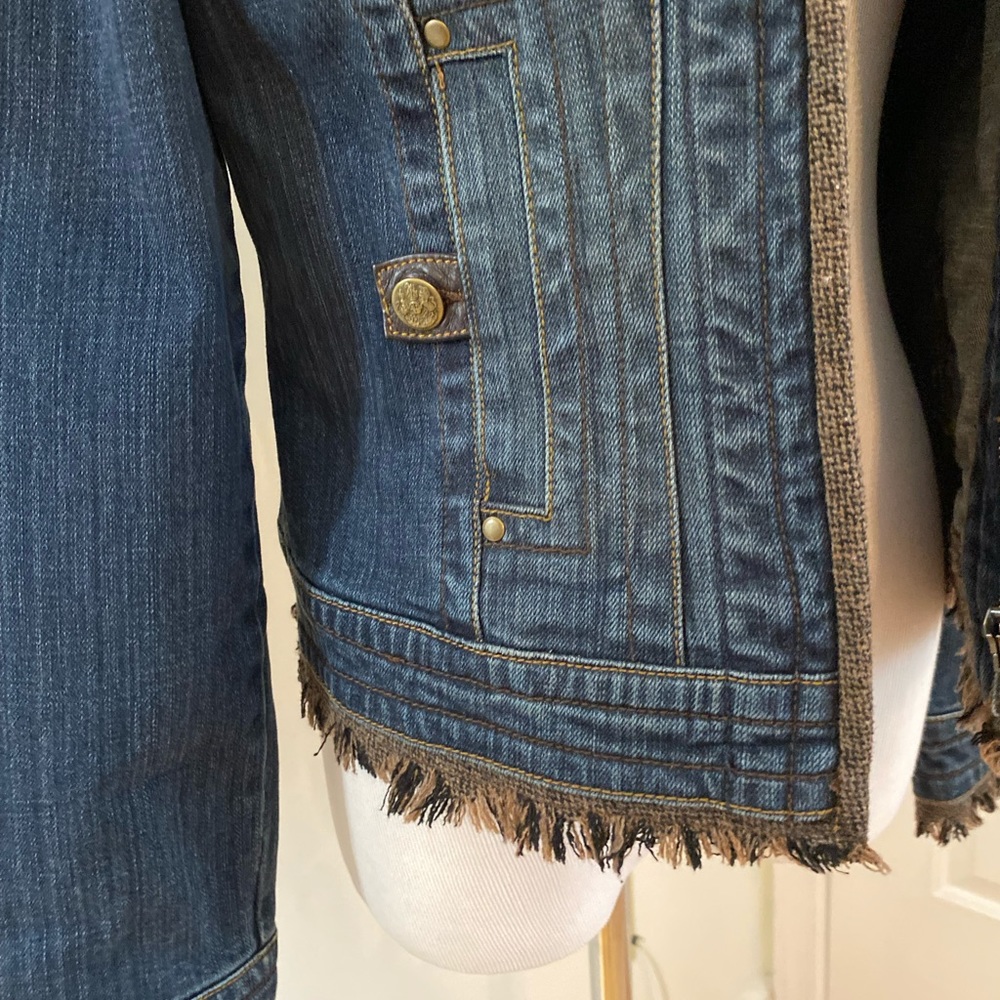CAbi Jean Jacket with Fringe Trim Size S Style 620 - Picture 4 of 9
